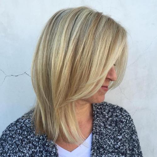 Blonde Lob And Face Framing Bangs