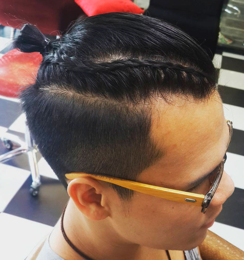 Men Bun with Braid