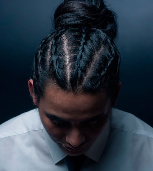 Flat Braids and Bun for Men
