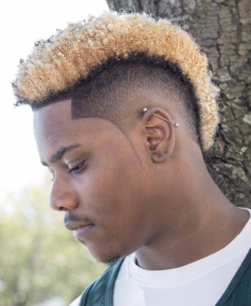 Bleached Mohawk Hairstyle for Black Men