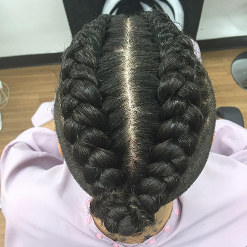 Men's Two Top Braids Hairstyle