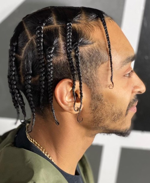 Square Part Box Braids Men