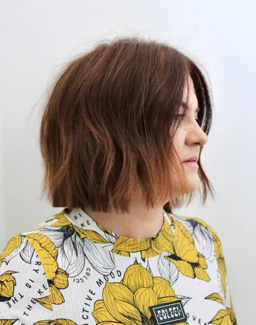 50+ Brown Blunt Bob Shag