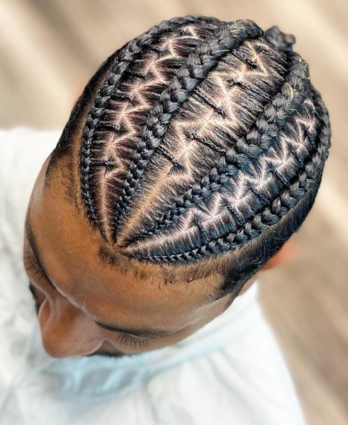Men Cornrows with Zig Zag Parts