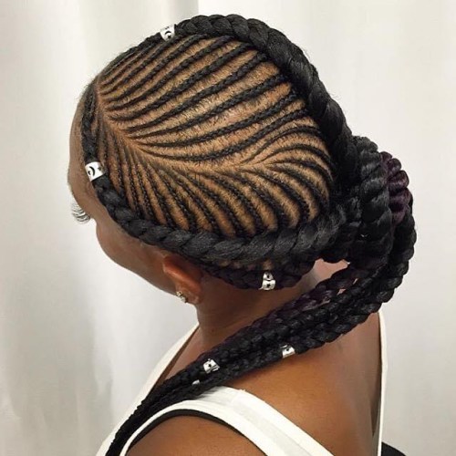 Crown Braids and Leaf Cornrows