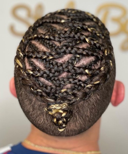 Shaved Sides and Back with Criss Cross Braids on Top