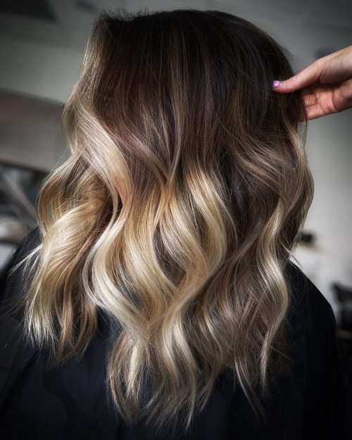 Dark Hair with Champagne Blonde around the Face