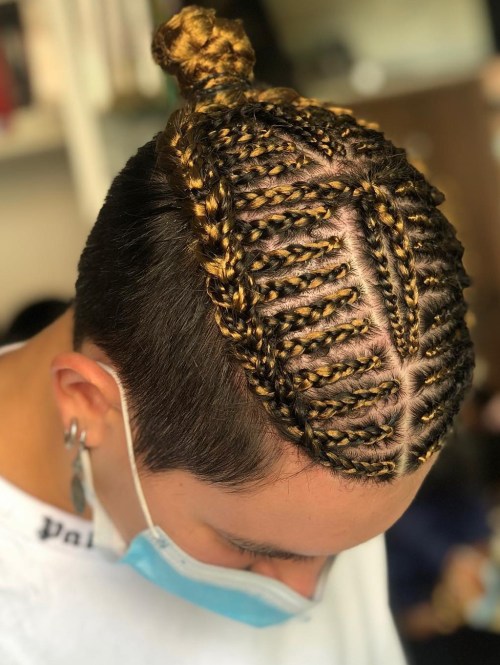 Bleached and Braided Long Hair on Top