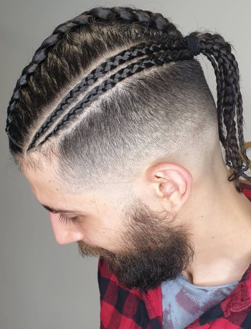 Braided Undercut Fauxhawk into a Ponytail