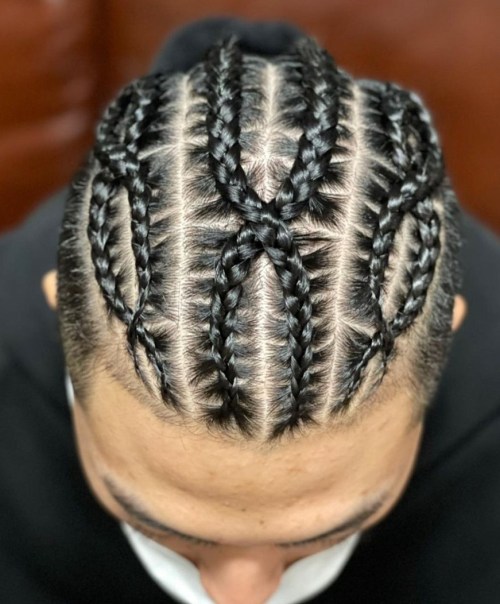 Crossed Cornrows Male Hairstyle