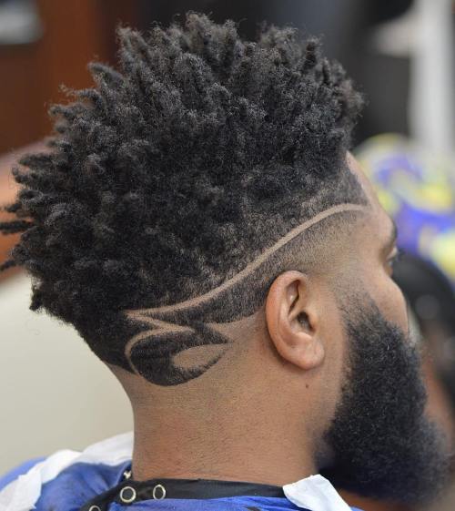 Black Long Top Fade With Designs