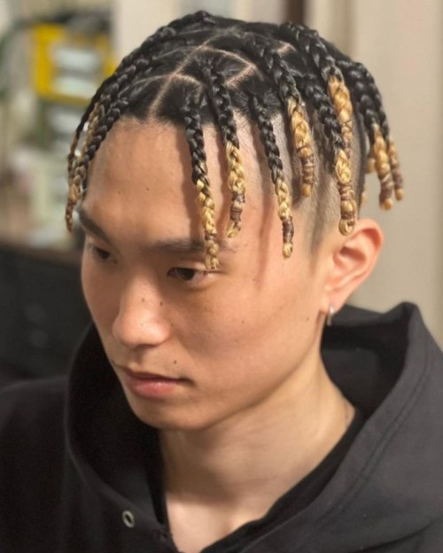 Short Box Braids with Bleached Ends