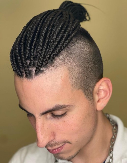Shaved Sides and Long Box Braids on Top