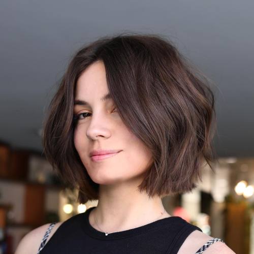 Thick Hair Blunt Chocolate Bob