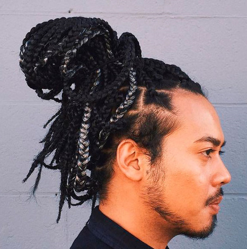 Box Braids Bun for Men