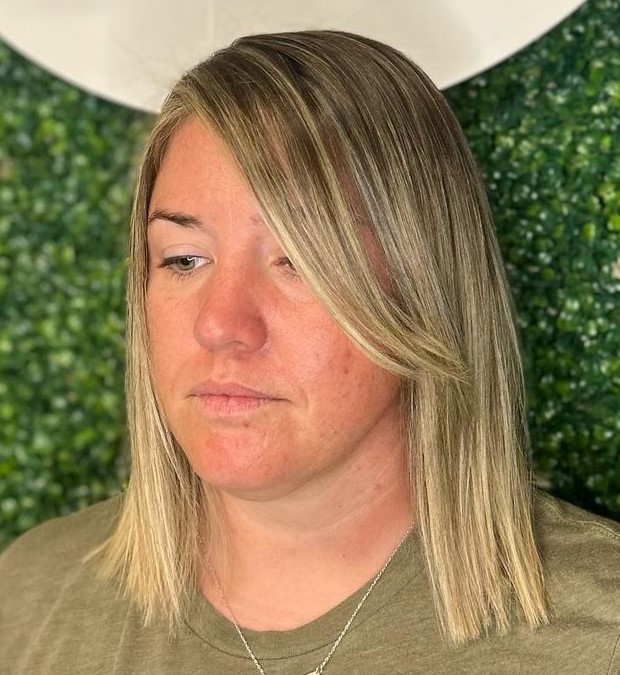 Medium Blunt Haircut with Long Side Bangs