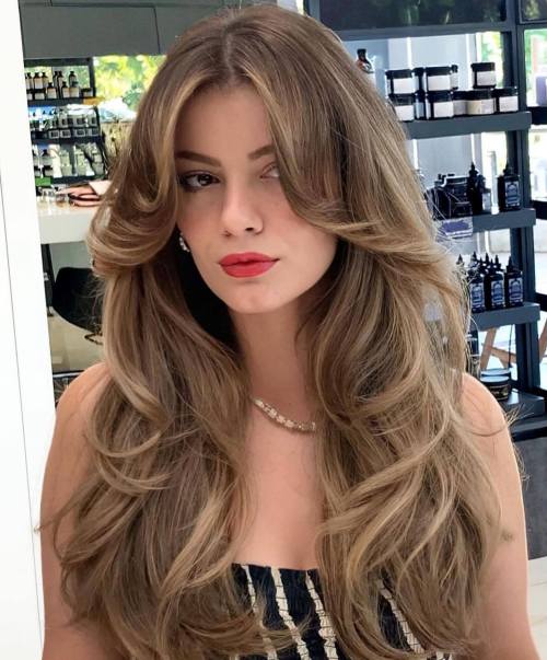 Voluminous Jaw Length Bangs and Layers