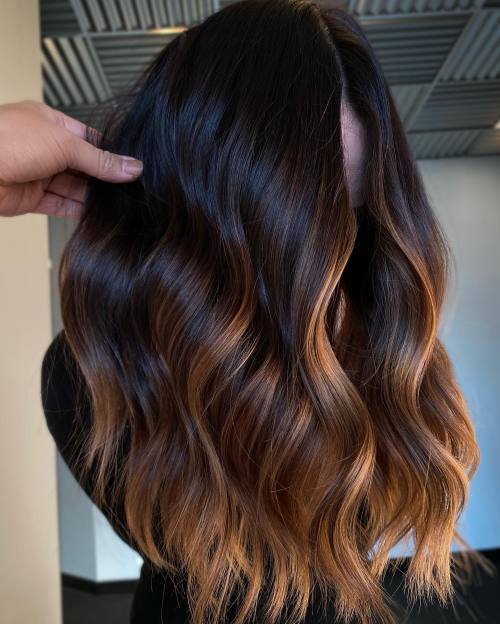 Orange and Chocolate for Blue Black Hair