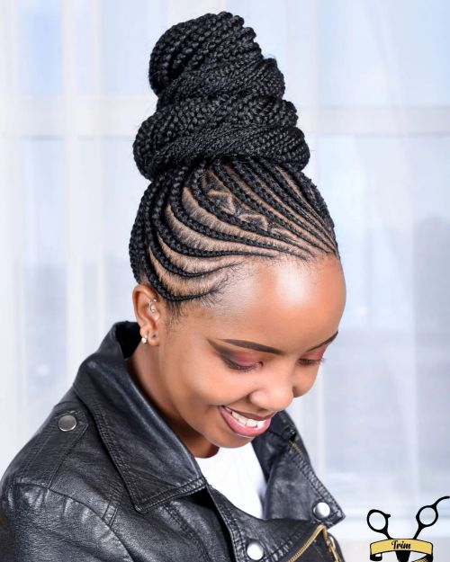 Upswept Cornrows to Twisted Bun